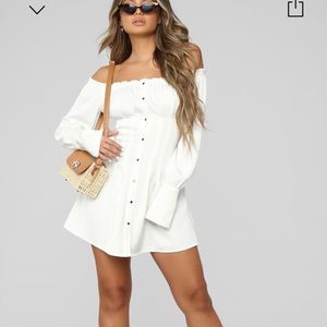 Off the shoulder white dress